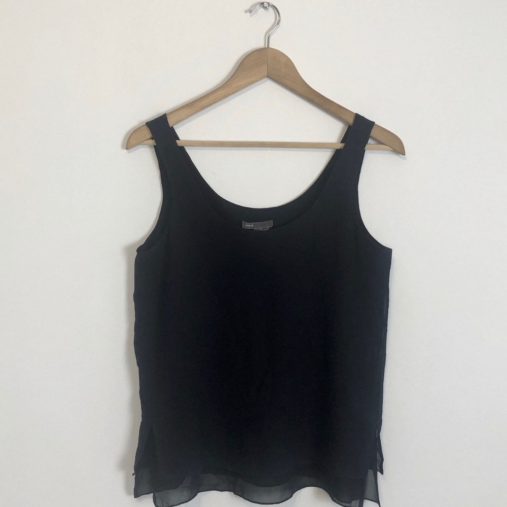 Vince Double Layer Silk Chiffon Tank